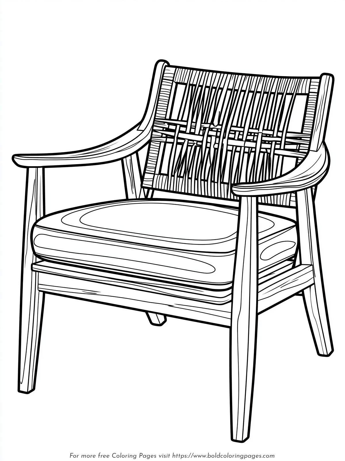 Scandinavian Wooden Armchair Coloring Page