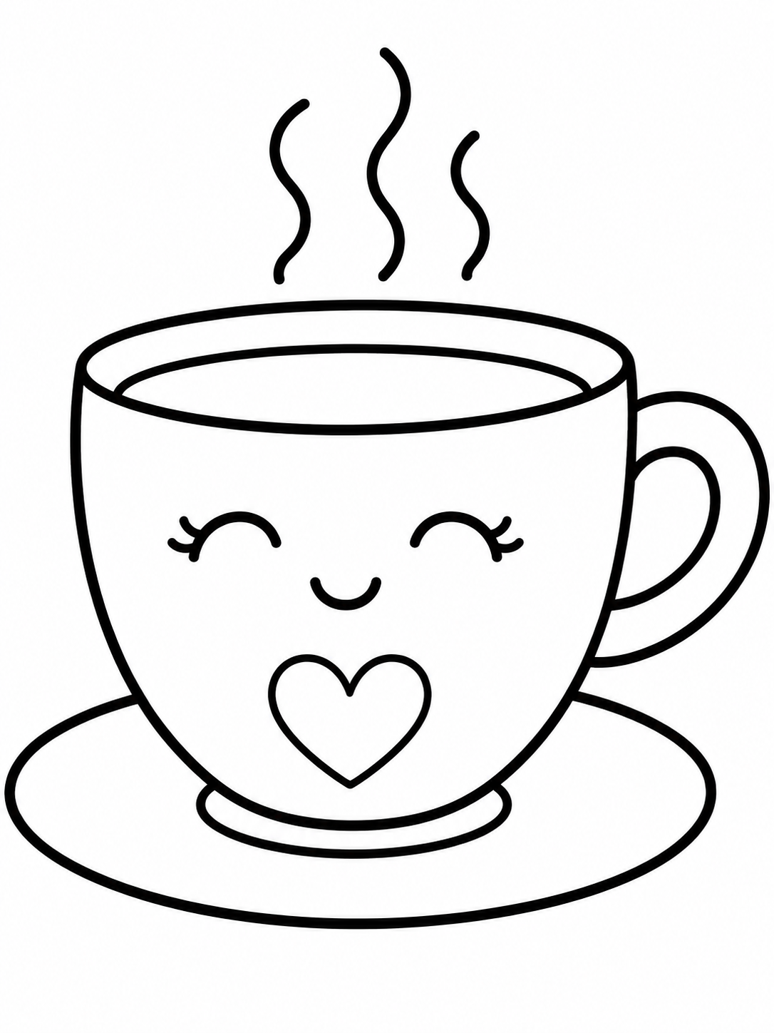 Simple Cozy Teacup Coloring Page