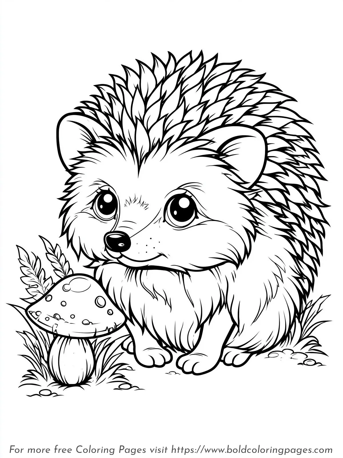 Woodland Hedgehog Coloring Page