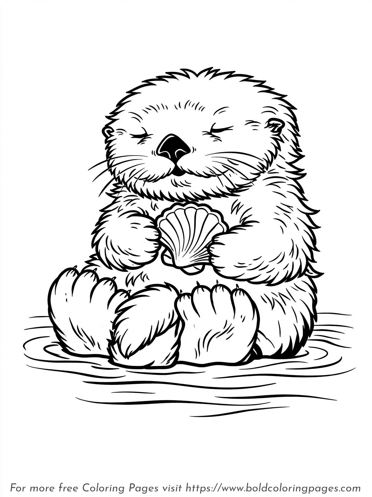 Baby Otter Shell Coloring Page
