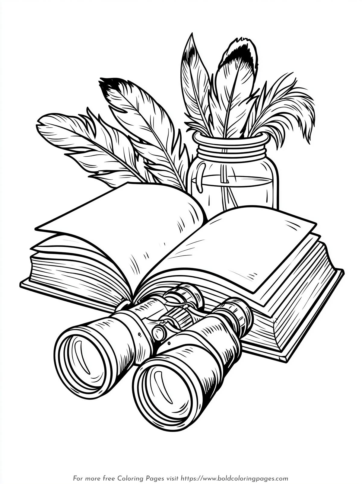 Birdwatching Journal Coloring Page