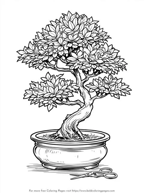 Bonsai Tree Ceramic Pot Coloring Page