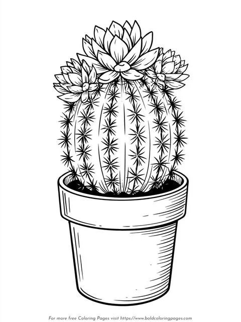 Tall Cactus Coloring Page