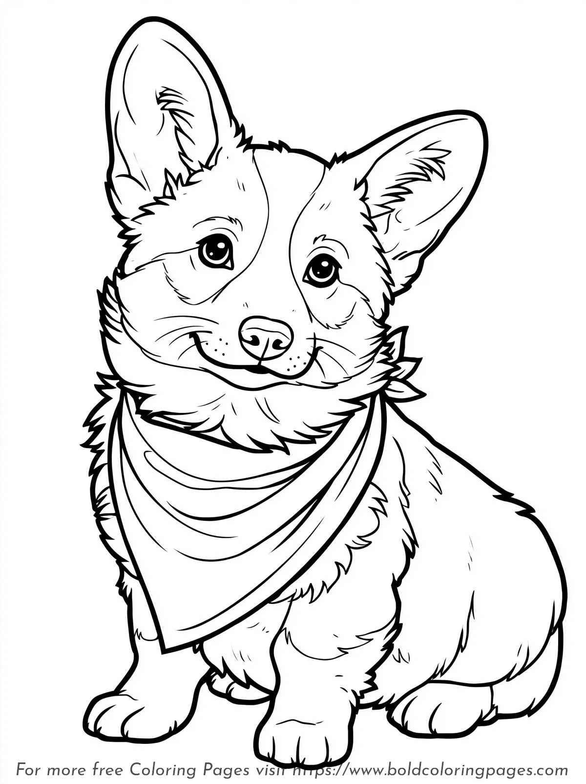 Corgi Puppy Bandana Coloring Page