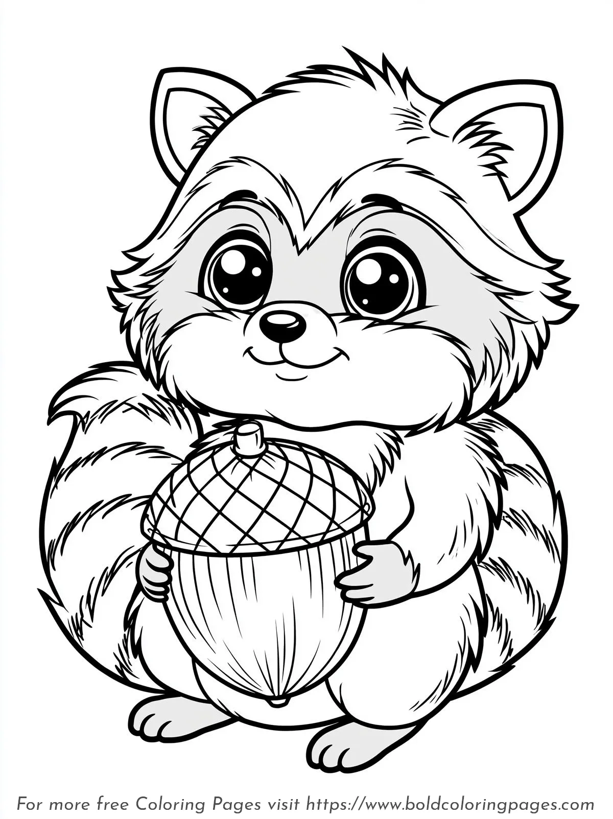 Woodland Raccoon Coloring Page
