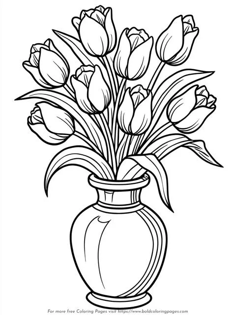 Dutch Tulip Bouquet Coloring Page
