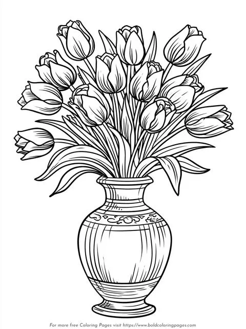 Tulip Vase Coloring Page