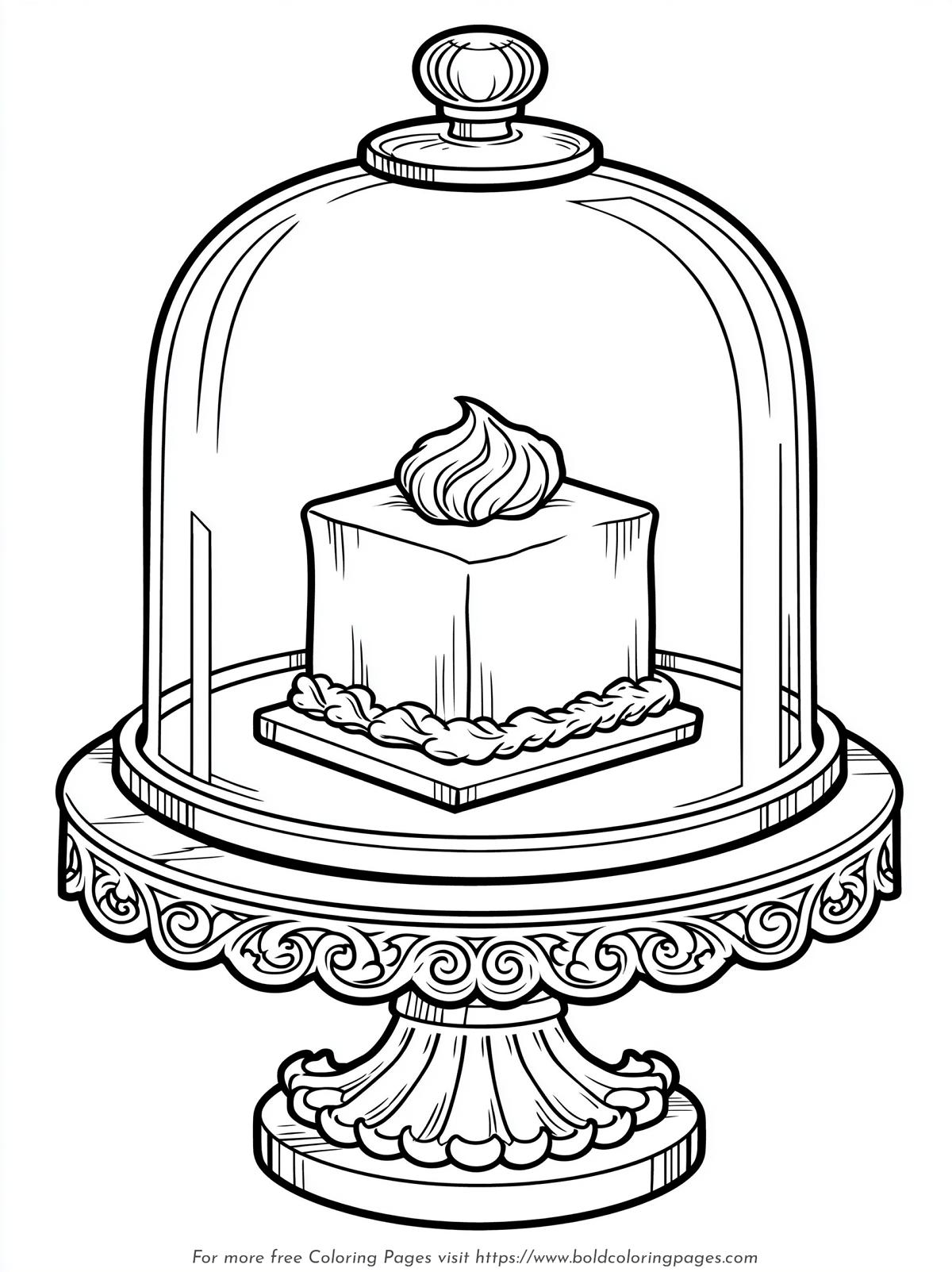 Glass Cloche Cake Coloring Page