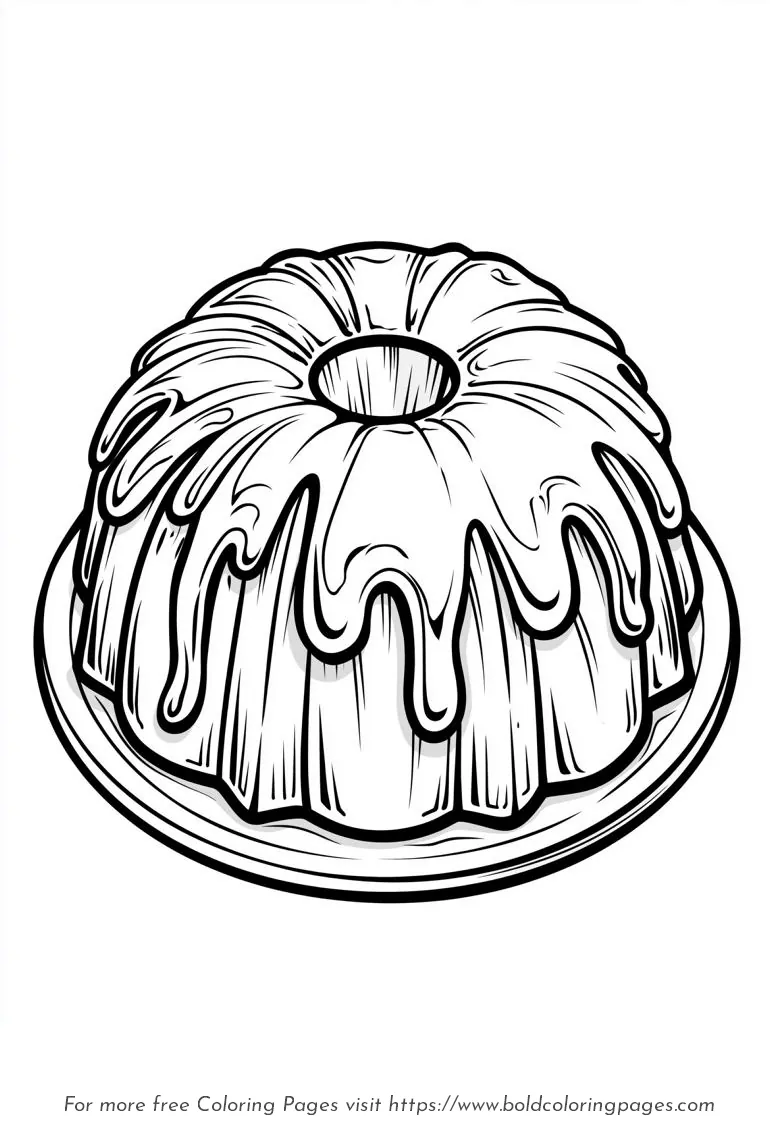 Large Print Bundt Cake Coloring Page