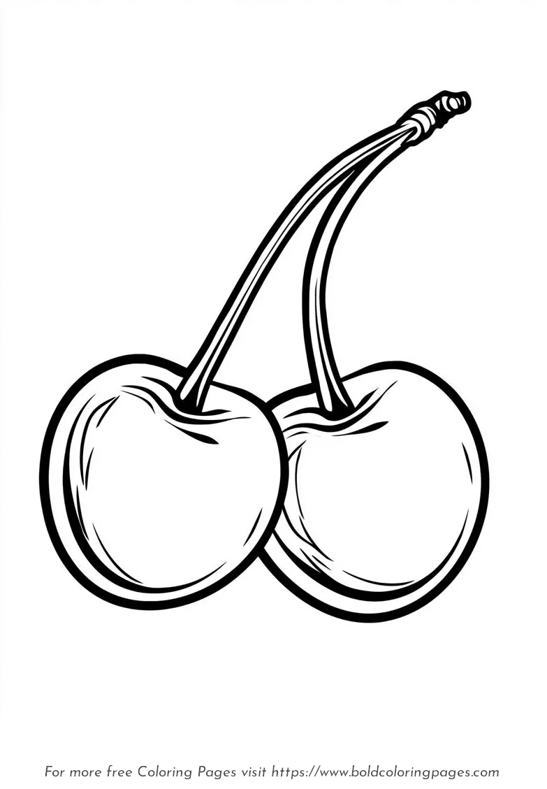 Large Print Cherries Coloring Page