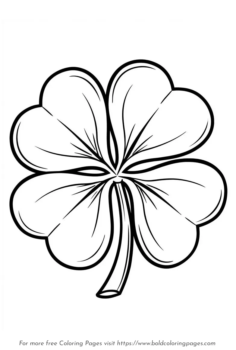 Large Print Clover Heart Leaves Coloring Page