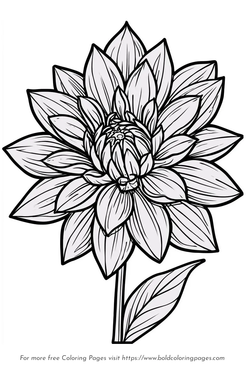 Large Print Dahlia Layered Petals Coloring Page