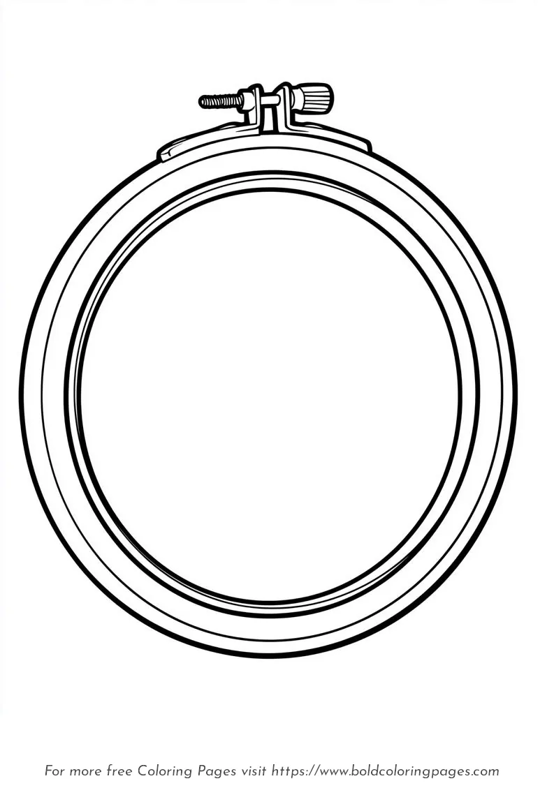 Large Print Embroidery Hoop Coloring Page