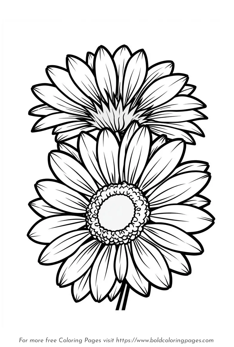 Large Print Gerbera Daisy Double Bloom Coloring Page