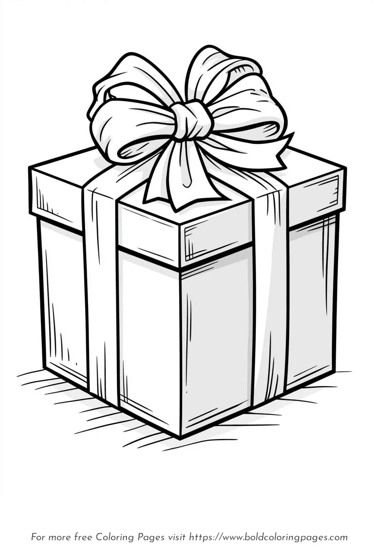 Large Print Gift Box Coloring Page