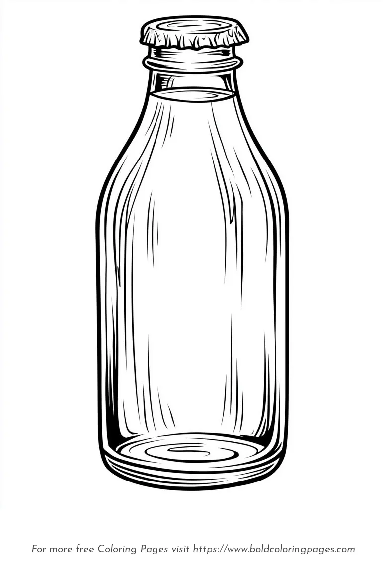 Large Print Glass Milk Bottle Coloring Page