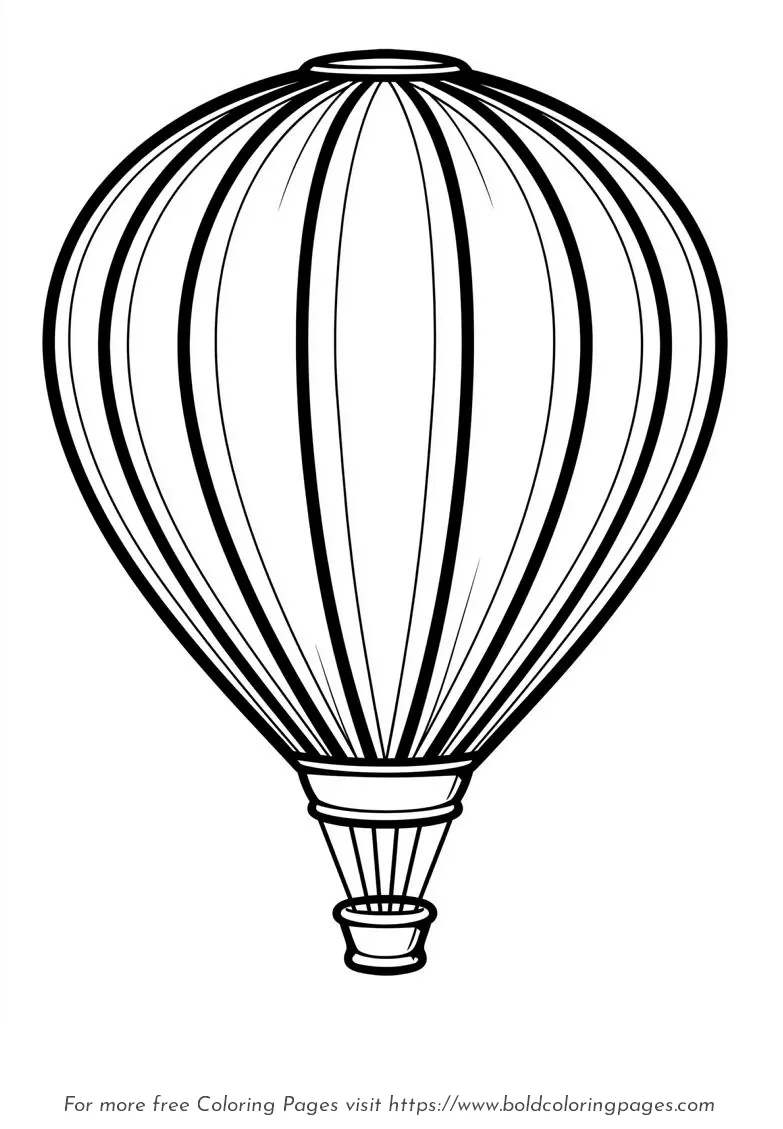 Large Print Hot Air Balloon Coloring Page