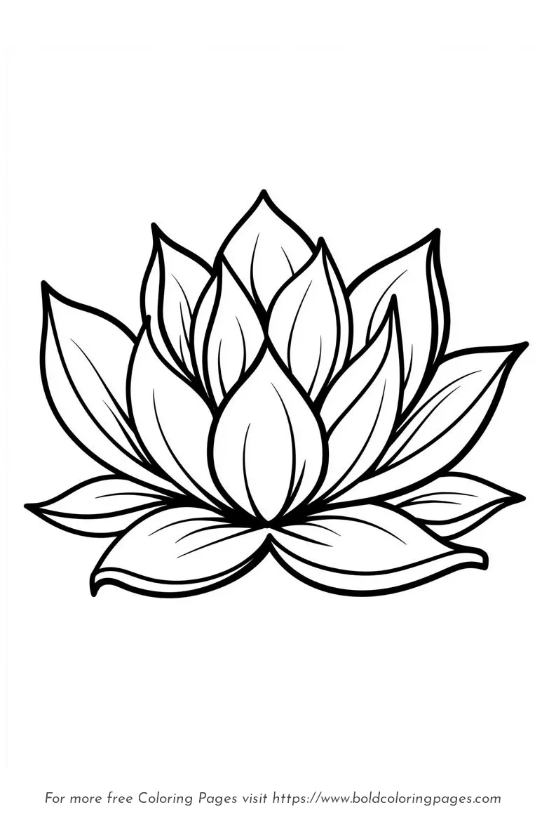 Large Print Lotus Layered Petals Coloring Page