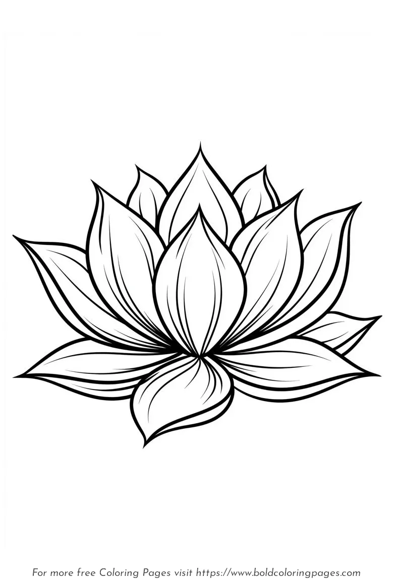 Large Print Lotus Open Flower Coloring Page