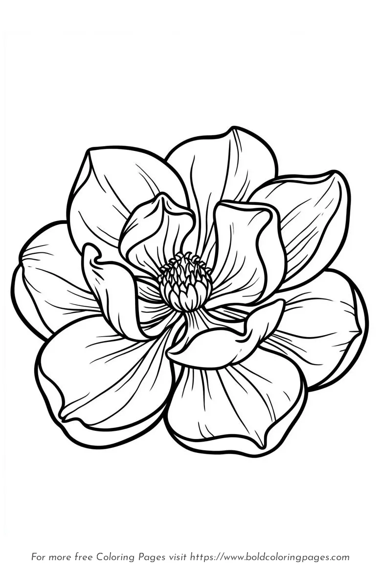 Large Print Magnolia Open Bloom Coloring Page