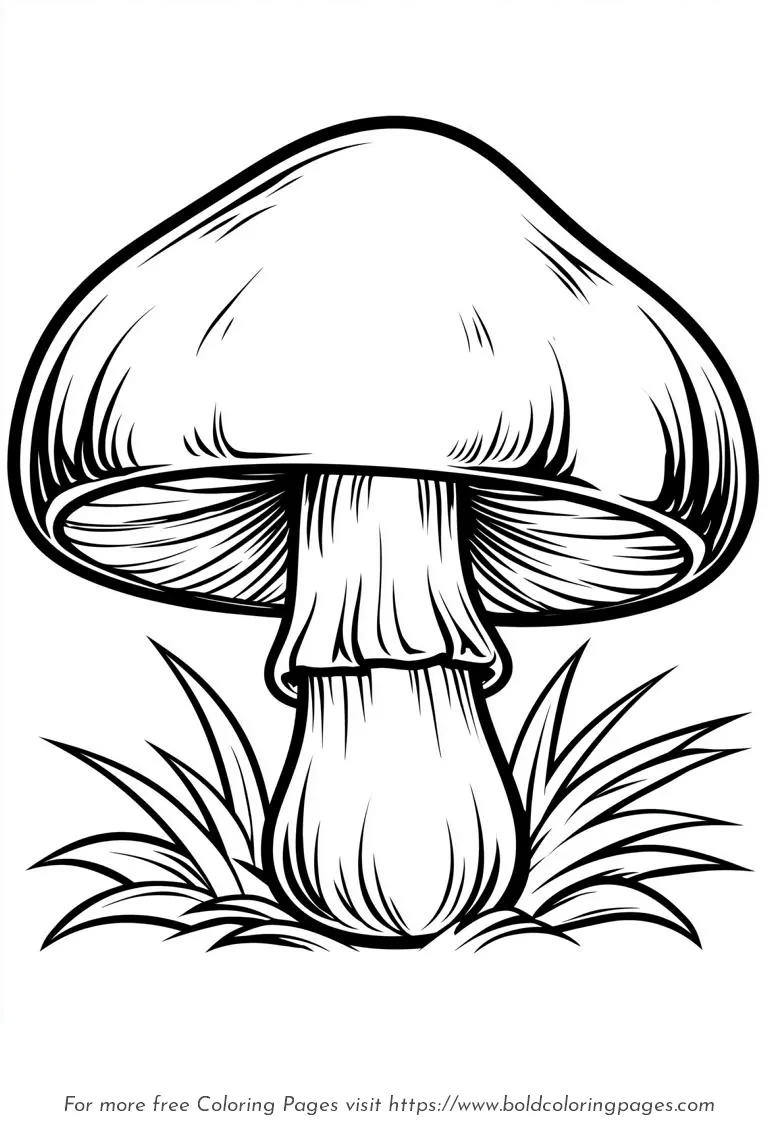Large Print Mushroom Coloring Page