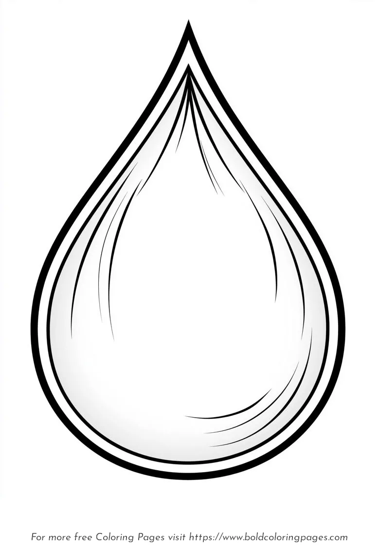 Large Print Raindrop Coloring Page