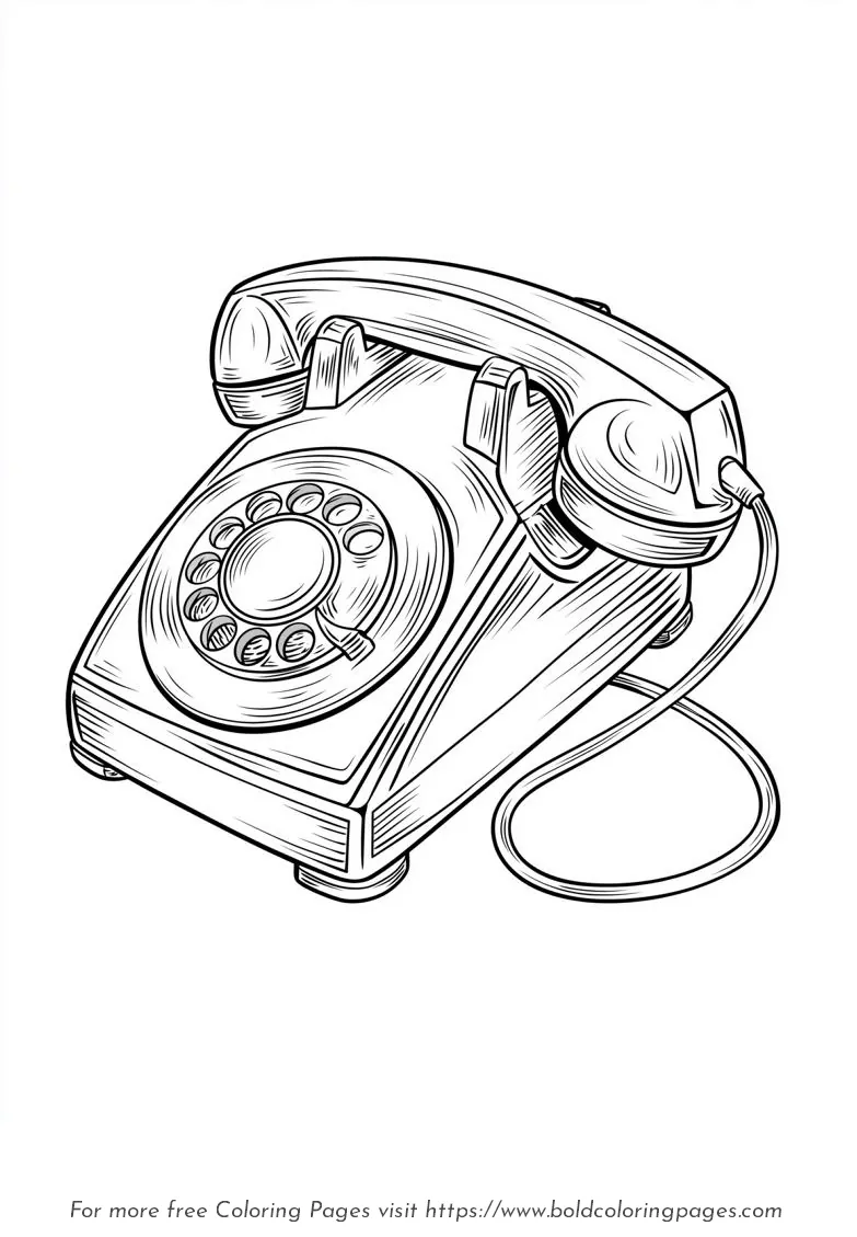 Large Print Rotary Telephone Coloring Page