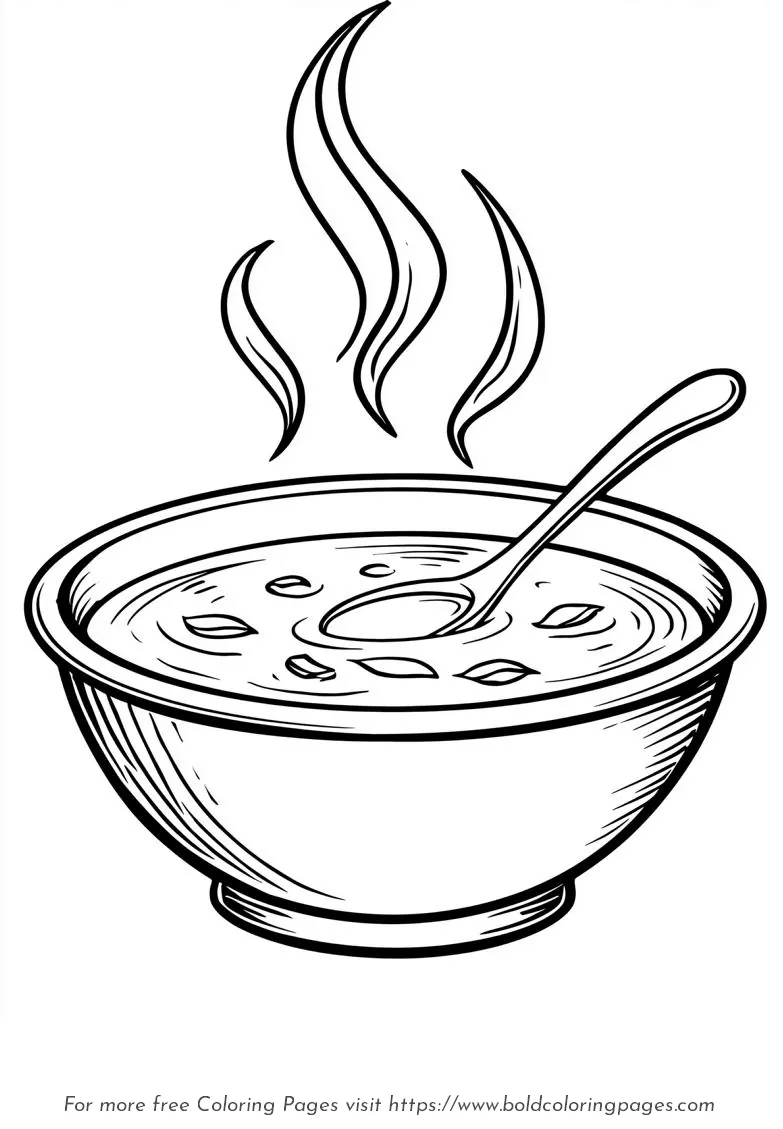 Large Print Soup Bowl Coloring Page