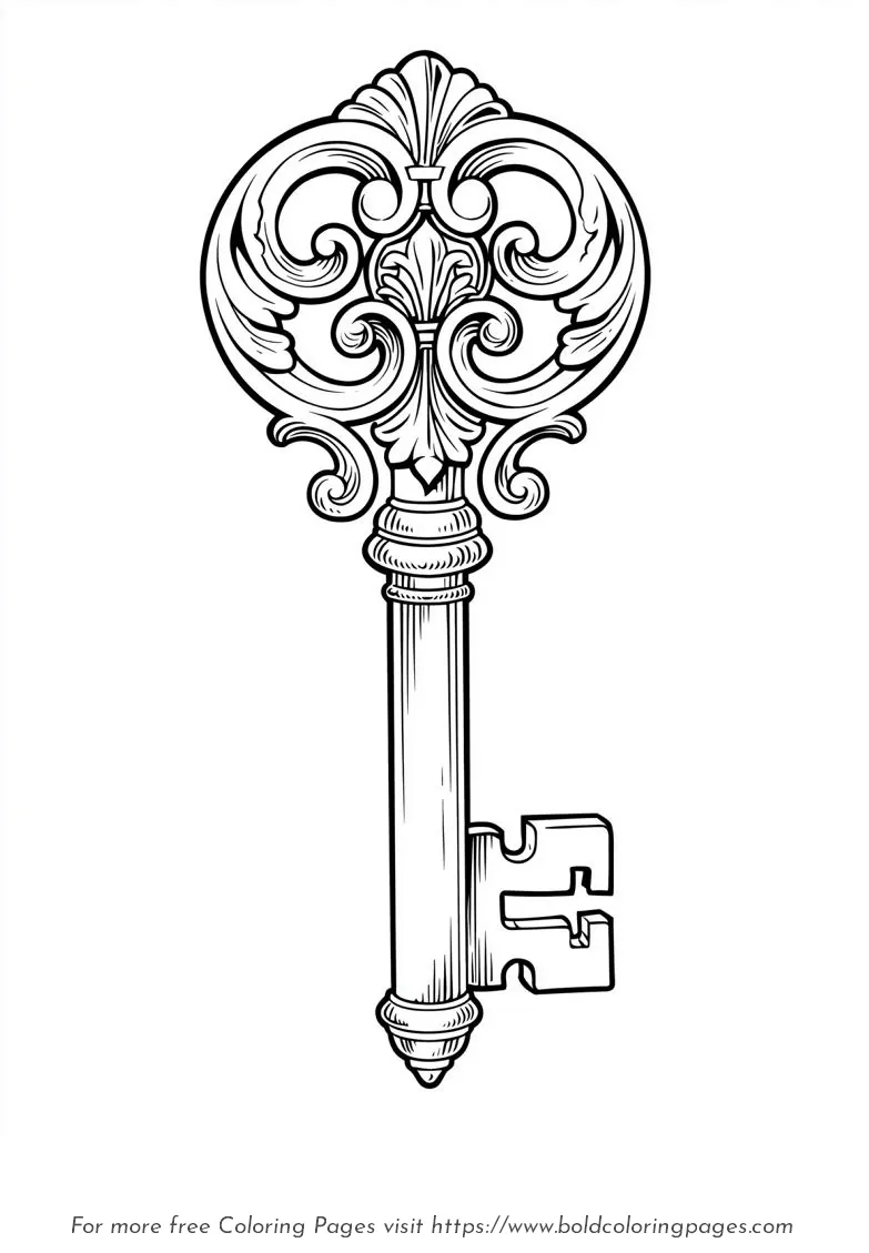 Large Print Vintage Key Coloring Page