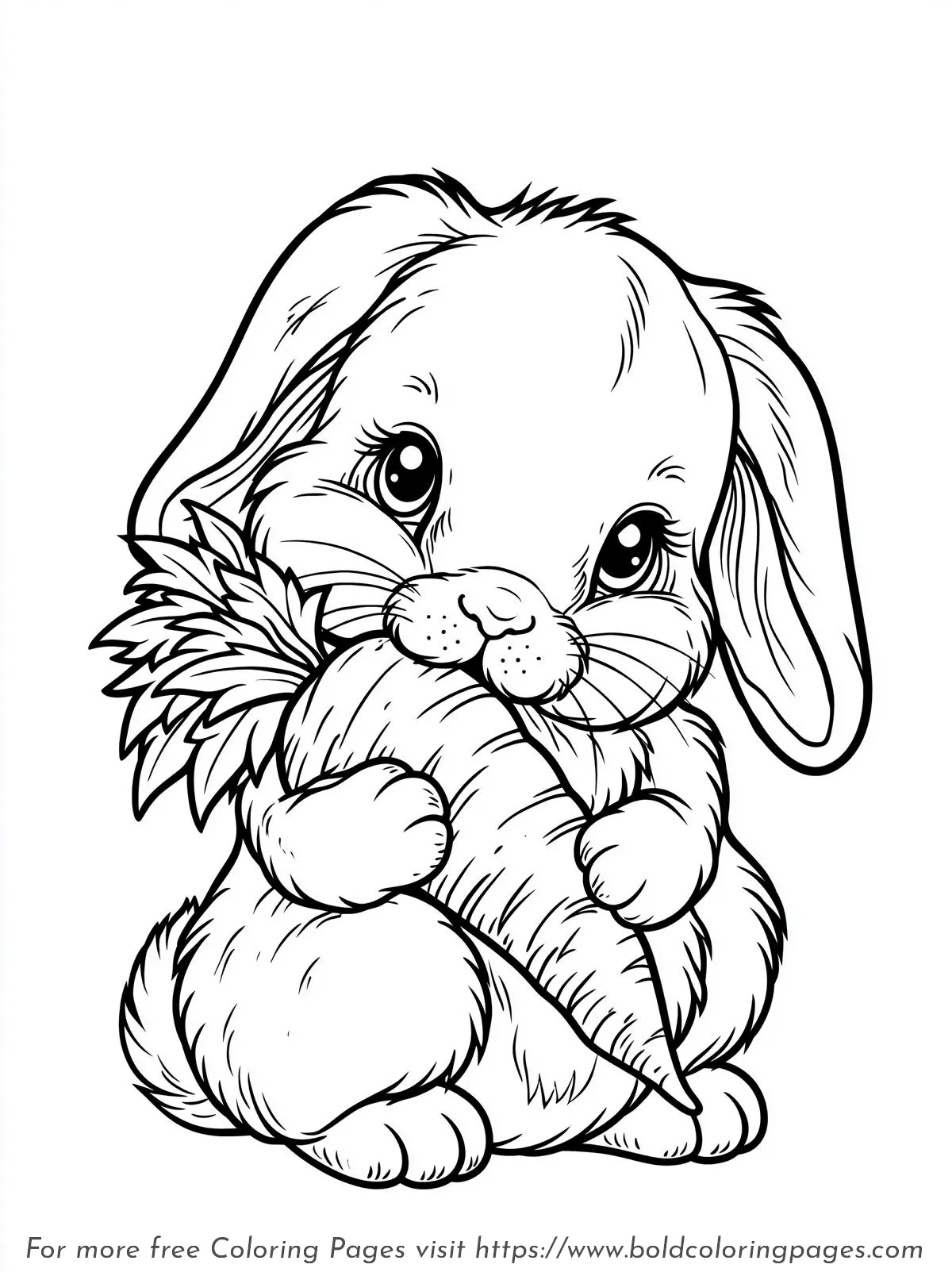 Cute Lop-Eared Rabbit Coloring Page