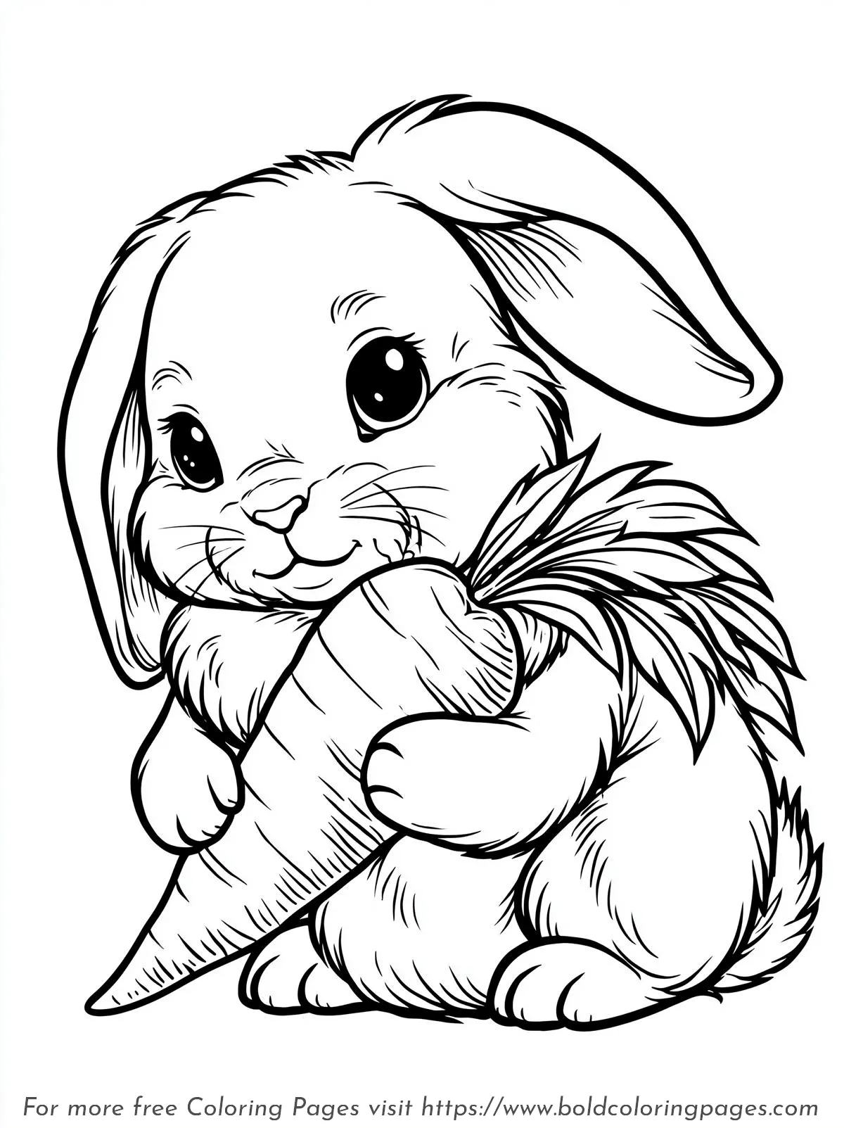Bunny Holding Carrot Coloring Page