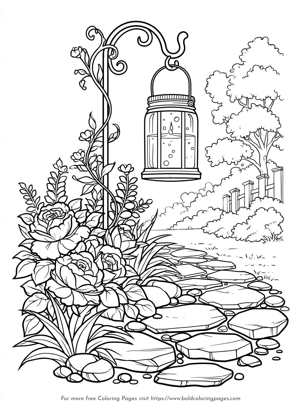 Mason Jar Lantern Coloring Page