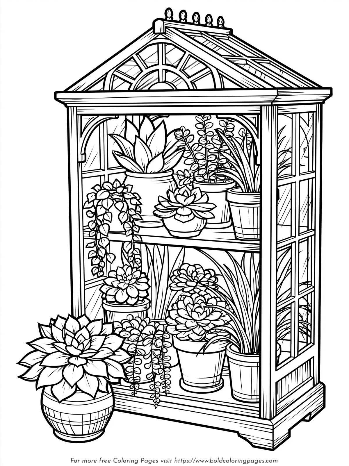 Small Greenhouse Shelf Coloring Page