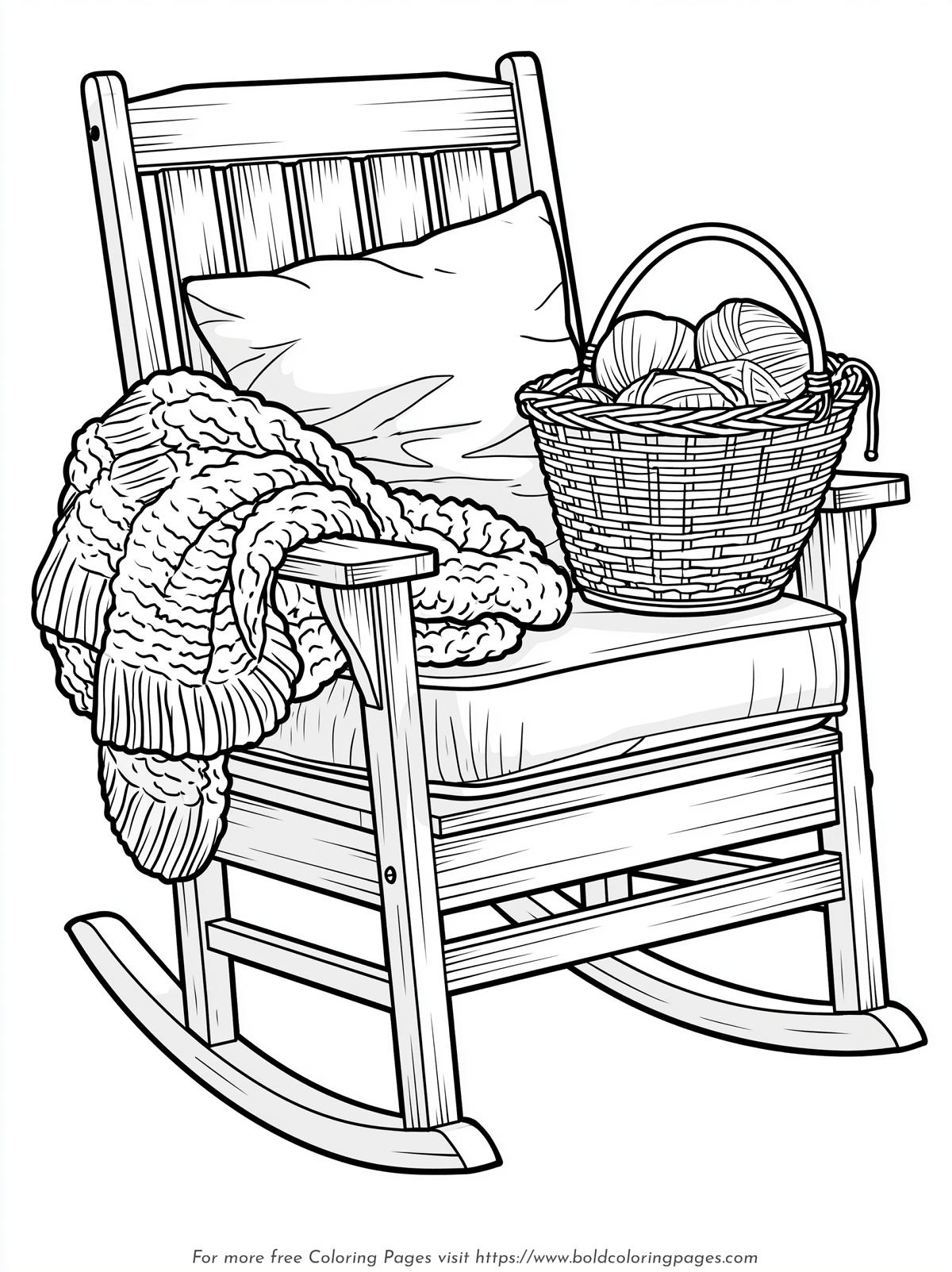 Wooden Rocking Chair Coloring Page