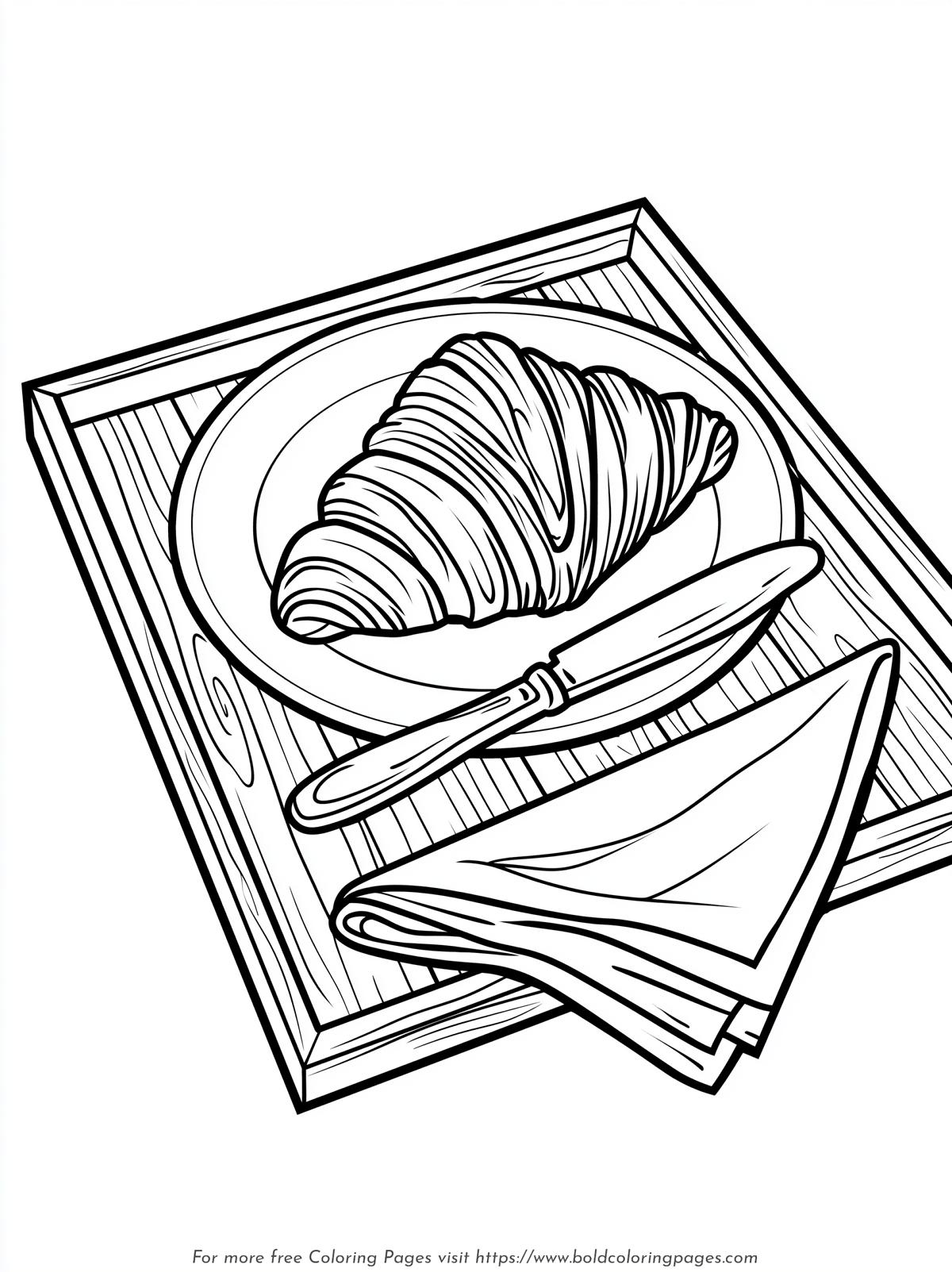 Croissant Breakfast Tray Coloring Page